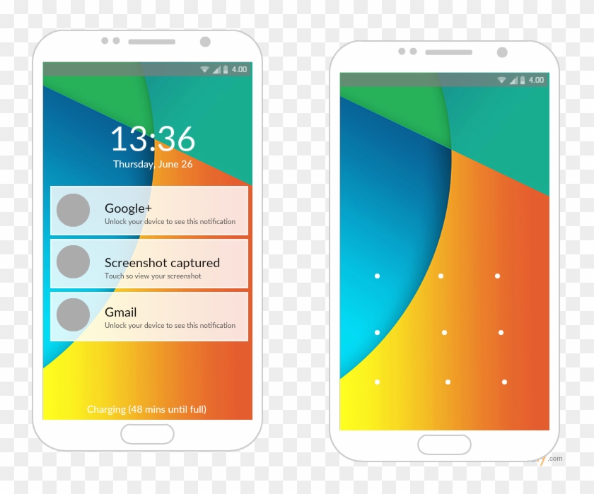 Android Mockup Template Of A Lock Screen - Android Lock Screen Mock Up Clipart