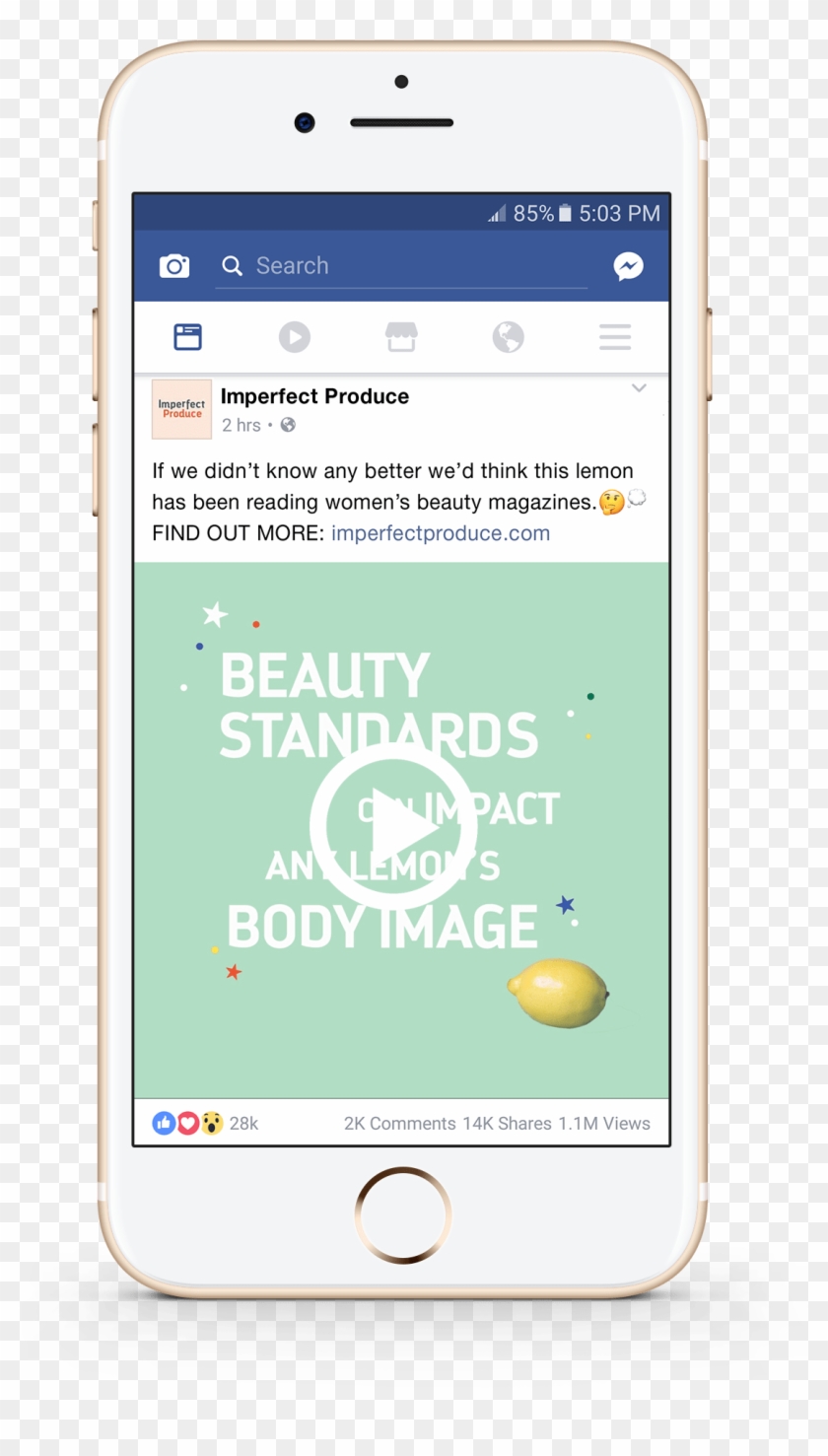 Facebook Video Post Lemon On Phone Mockup 1 - Facebook Video Iphone Mockup Clipart #4676530