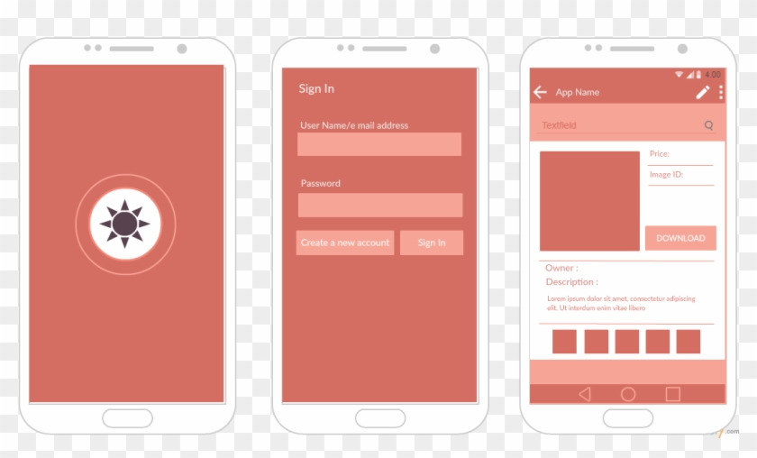 Android Mockup Template Of A Photo Store App - Mobile App Clipart