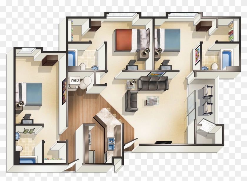 3 Bedroom A Clipart #4677368