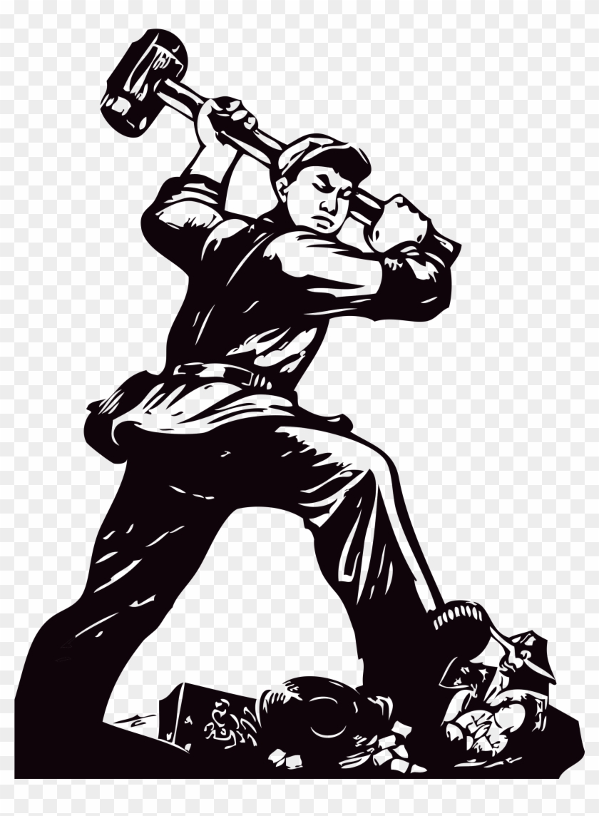 Hand Painted Black Working People Decoration Vector - International Workers' Day Clipart #4678385