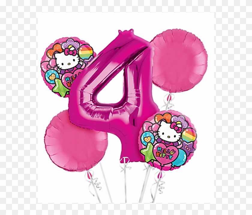 Balloon, Birthday, Party, Pink Png Image With Transparent - Hello Kitty 4th Png Clipart #4679445