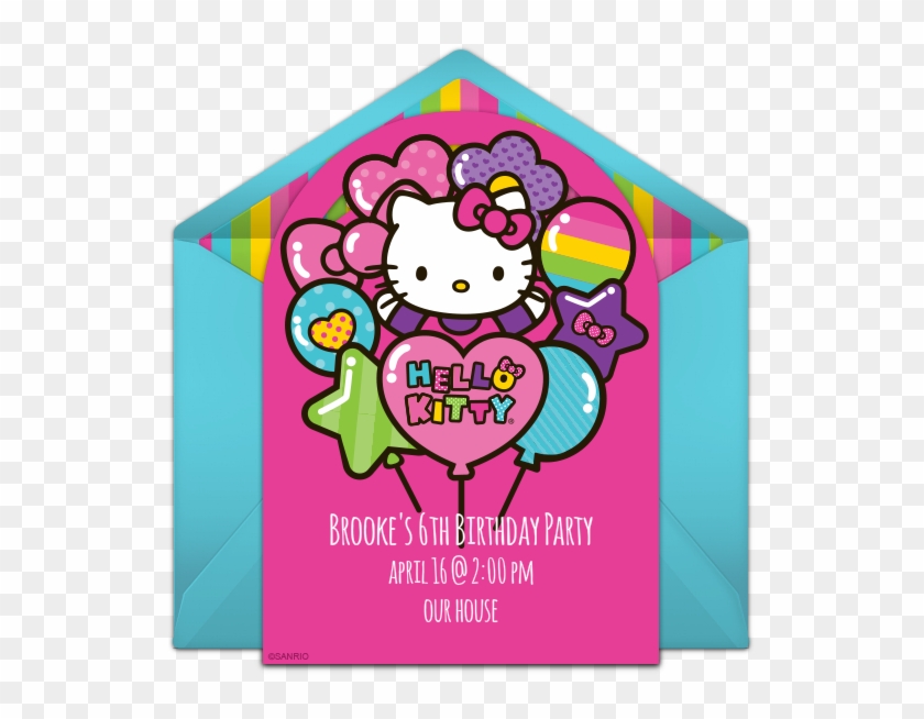 Hello Kitty Balloons Online Invitation - Hello Kitty Invitation Free Clipart #4679636