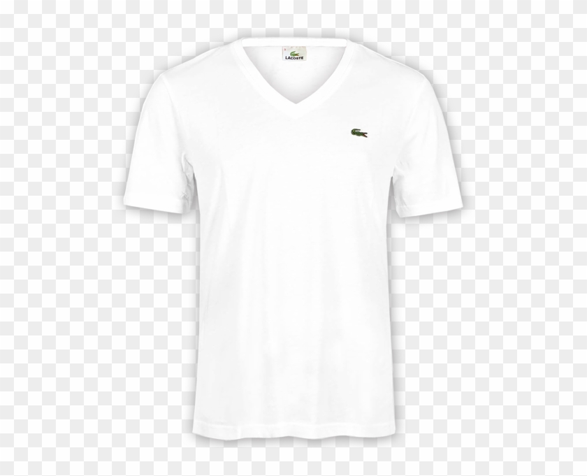 ~lacoste White Pima Vneck Tee - Transparent Background White T Shirt Png Clipart #4679700