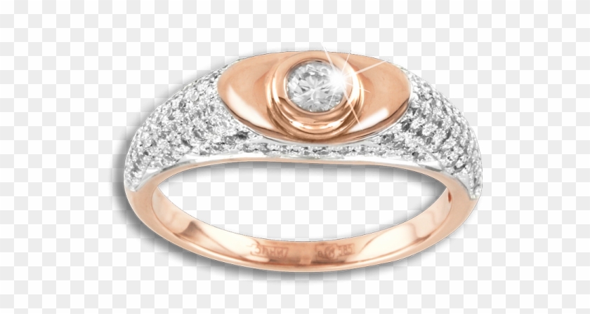 Lady´s Ring In Red Gold Of 585 Assay Value With Diamonds - Engagement Ring Clipart