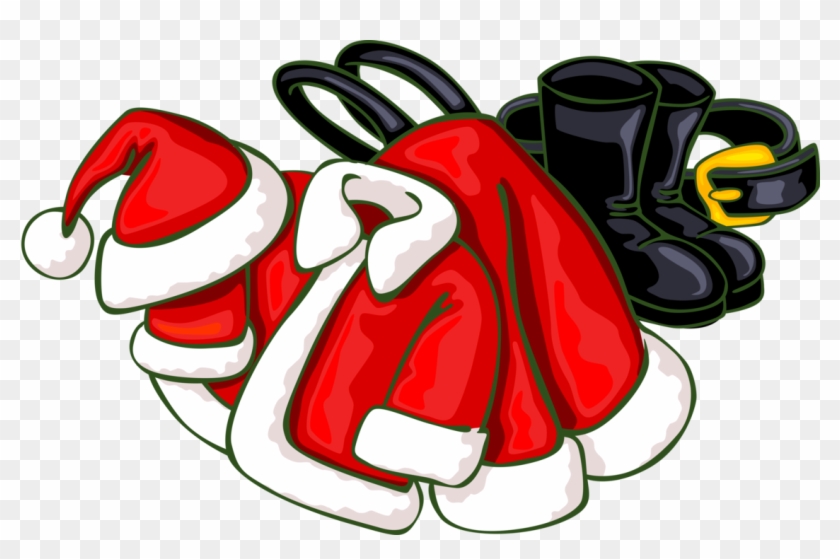 Vector Illustration Of Santa Claus Suits, Boots, And - Santa Suit Clip Art - Png Download