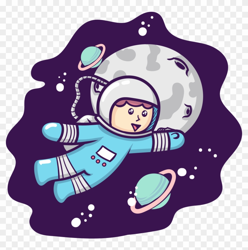Moon - Astronauta Cute Clipart