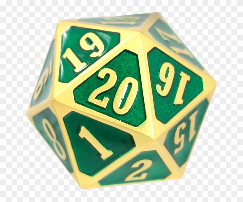 Die Hard Dice D20 Roll Down Brilliant Gold Emerald - Dice Clipart