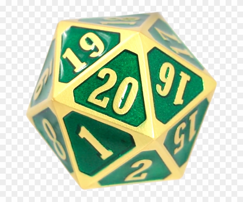 Die Hard Dice D20 Roll Down Brilliant Gold Emerald - Dice Clipart #4684362