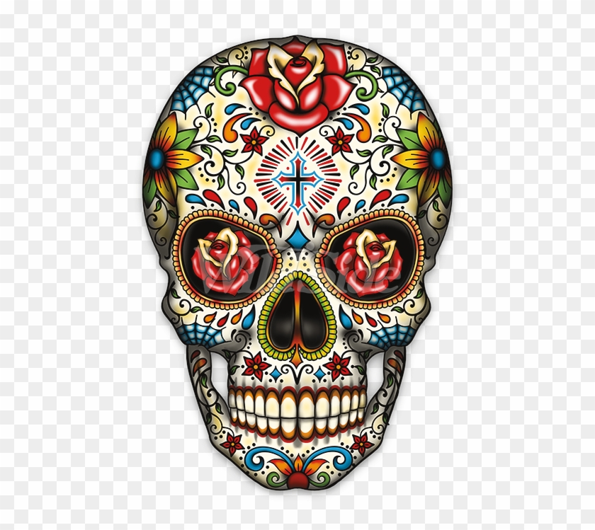Day Of The Dead Skull Toddler - Sugar Skull With Roses Clipart