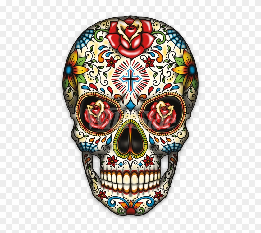 Day Of The Dead Skull Toddler - Sugar Skull With Roses Clipart #4686707
