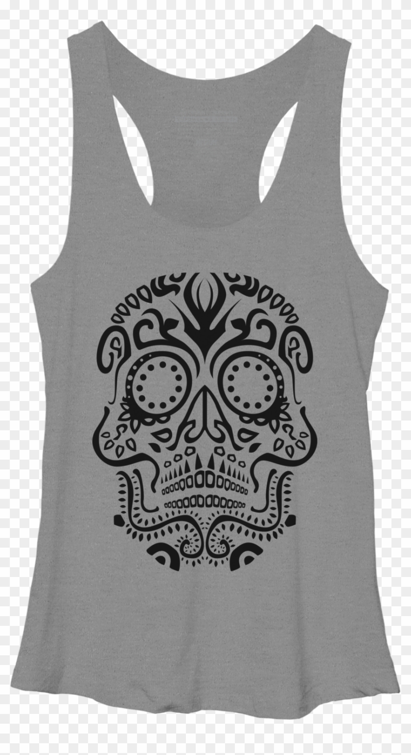 Day Of The Dead Skull No2 Racerback - Active Tank Clipart