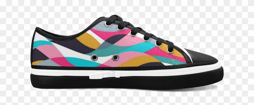 Retro Mod Abstract Waves Women's Canvas Zipper Shoes - Canvas Clipart #4687860