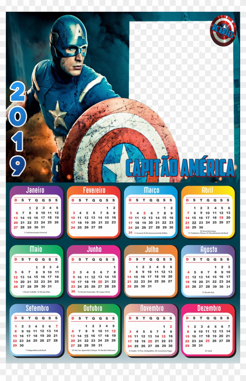 Calendrio 2019 Capito Amrica Imagem Legal Album - Calendario 2019 Paw Patrol Clipart #4689948