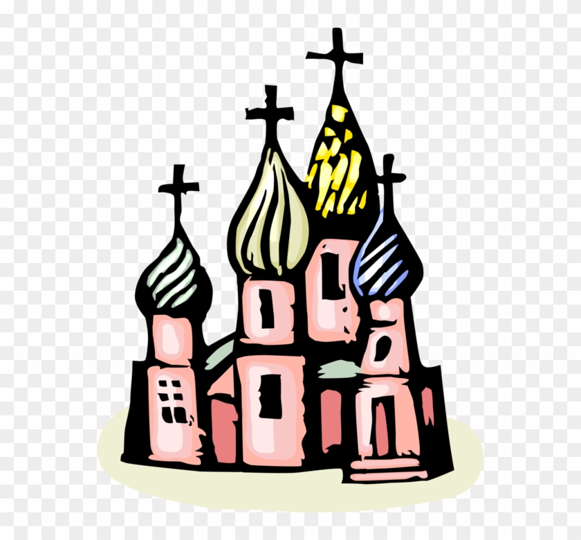 Vector Illustration Of St Basil's Christian Church Clipart