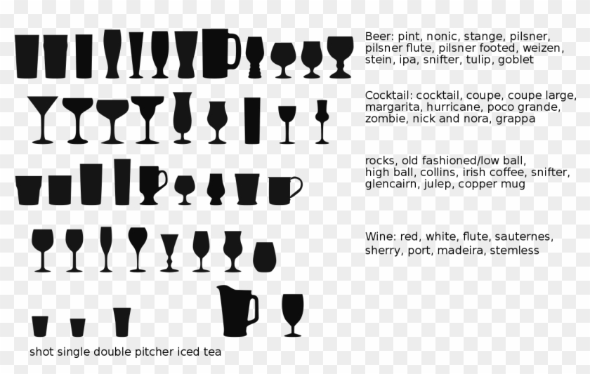 Alcohol Glass Collection Icons - Monochrome Clipart #4691731