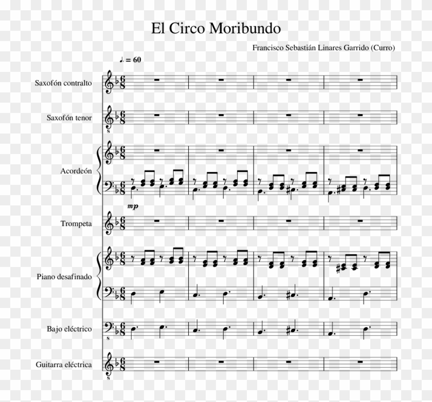El Circo Moribundo Sheet Music For Piano, Alto Saxophone, - Sheet Music Clipart