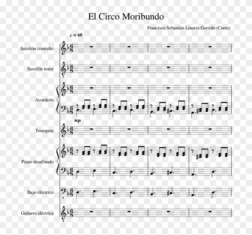 El Circo Moribundo Sheet Music For Piano, Alto Saxophone, - Sheet Music Clipart #4692286