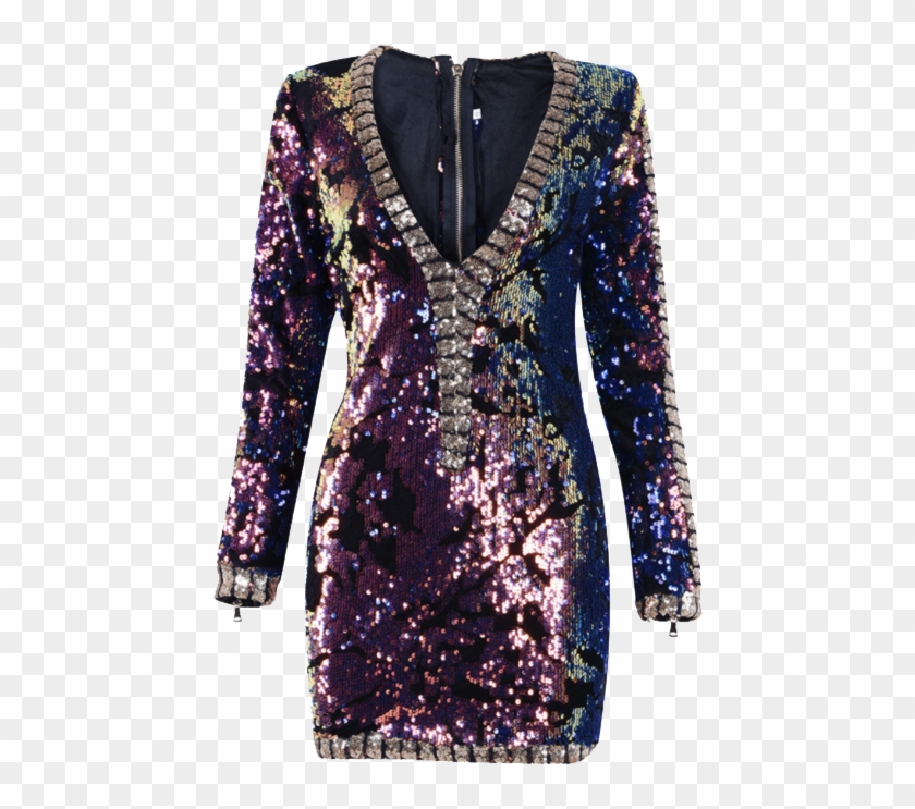 purple long sleeve sequin dress