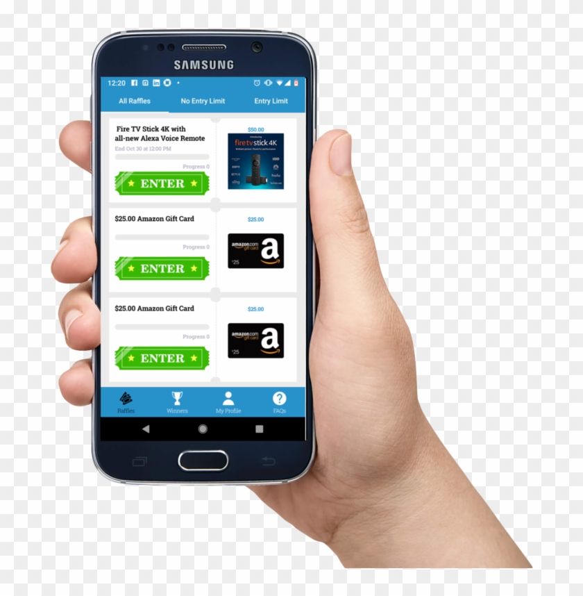 Hand Holding A Phone With The Rafflholic App Showing - Android Mobile In Hand Png Clipart
