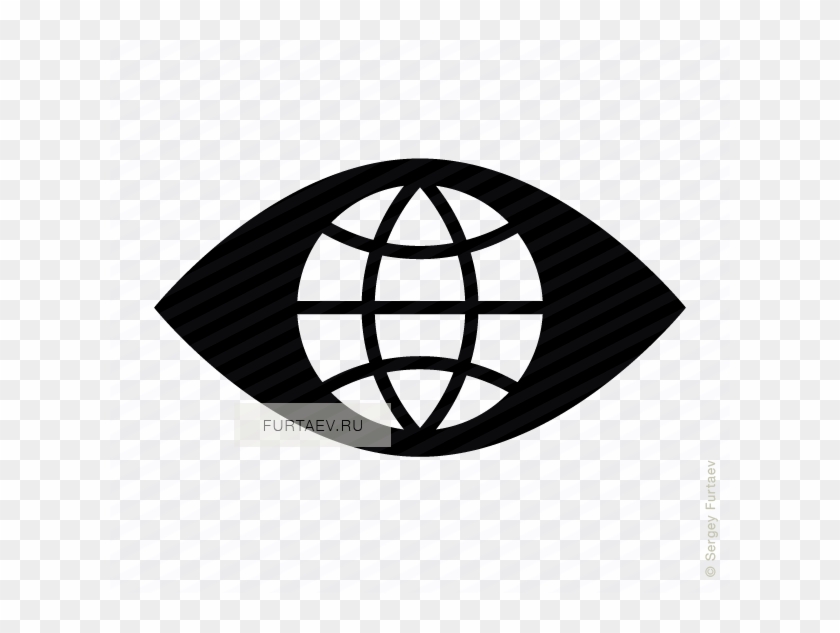 Vector Icon Of Globe In Place Of Pupil Of Eye - Global Delivery Icon Clipart