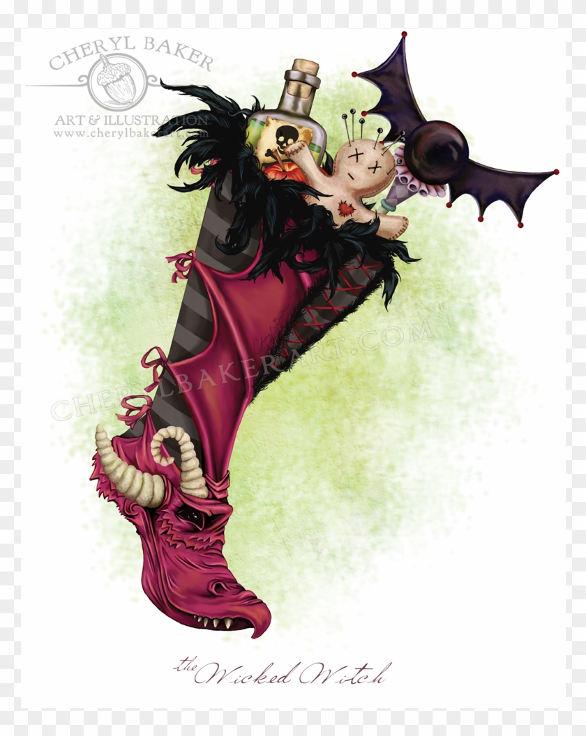 The Wicked Witch Stocking - Christmas Stockings Fantasy Art Clipart