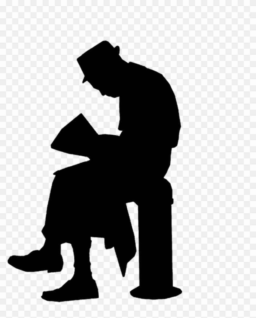 Old Man Reading Silhouette Clipart