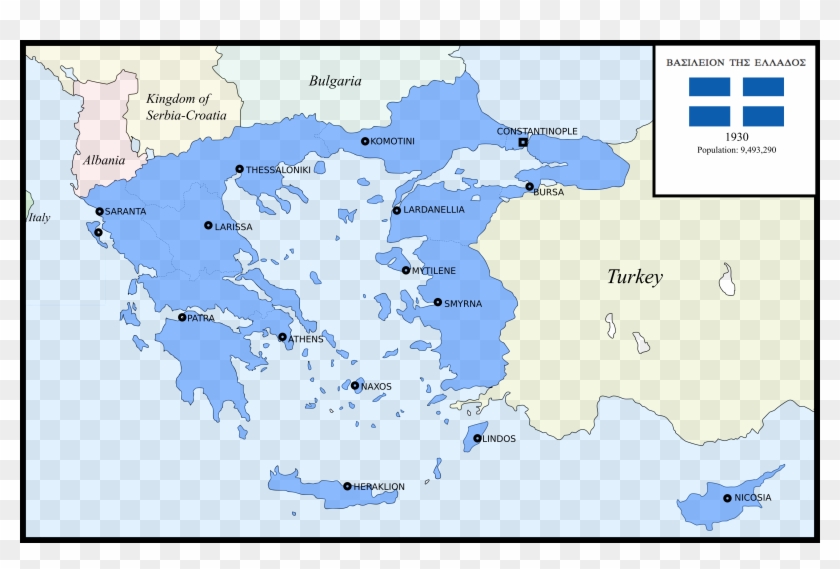 Greater Greece - 1930 - Greece Map Clipart #4696272