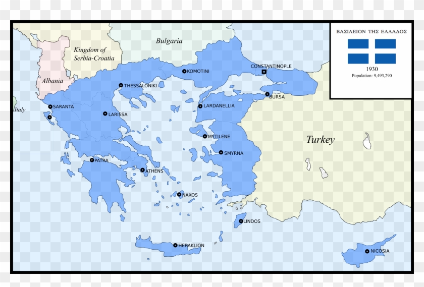 Greater Greece - 1930 - Greece Map Clipart