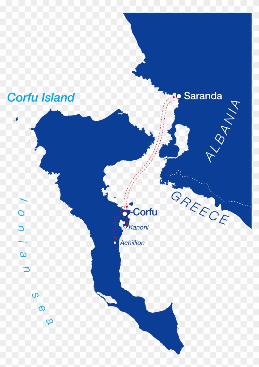 Corfu Island Highlights - Saranda Corfu Map Clipart