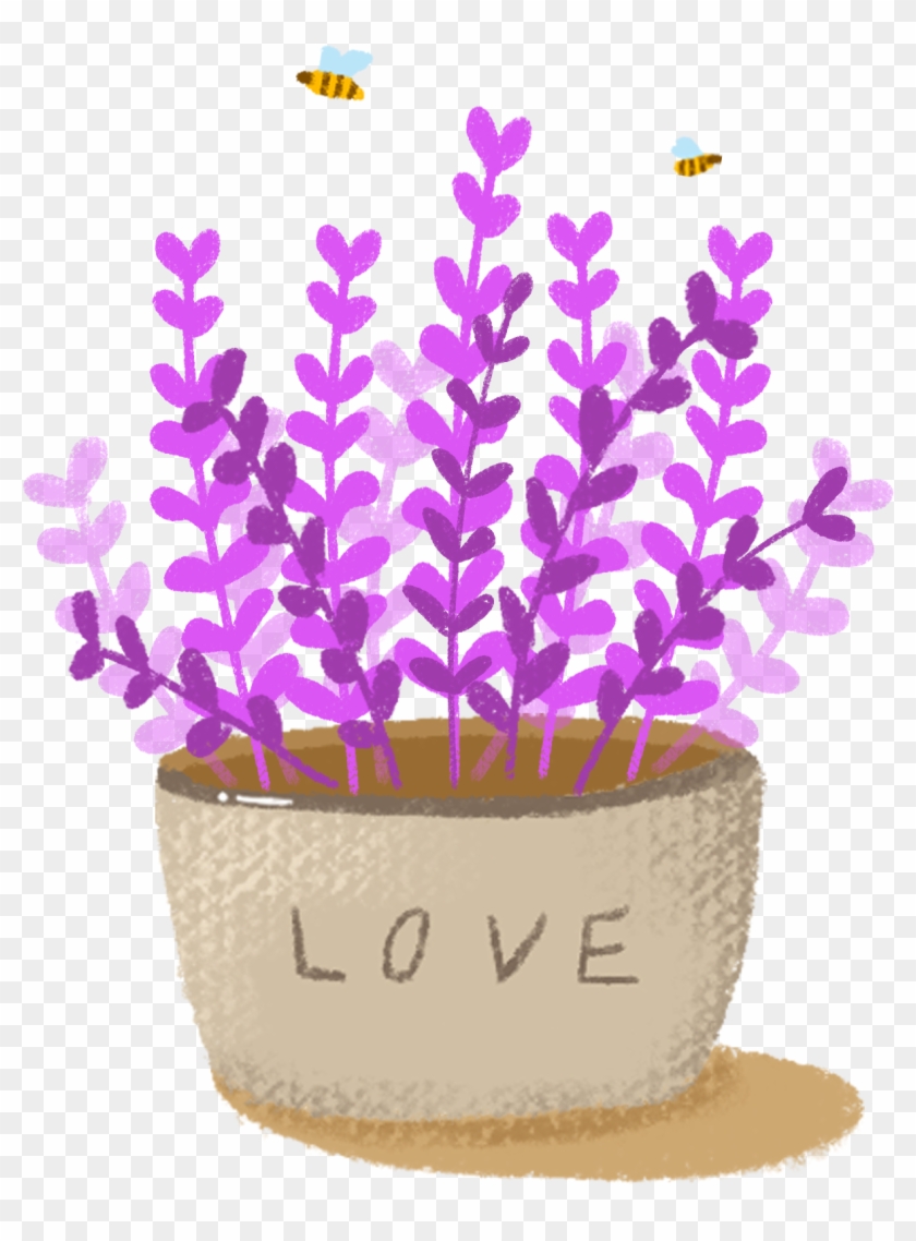 Hand Drawn Wind Cartoon Lavender Flowers Trees Png - ลาเวนเดอร์ การ์ตูน Clipart #4697064