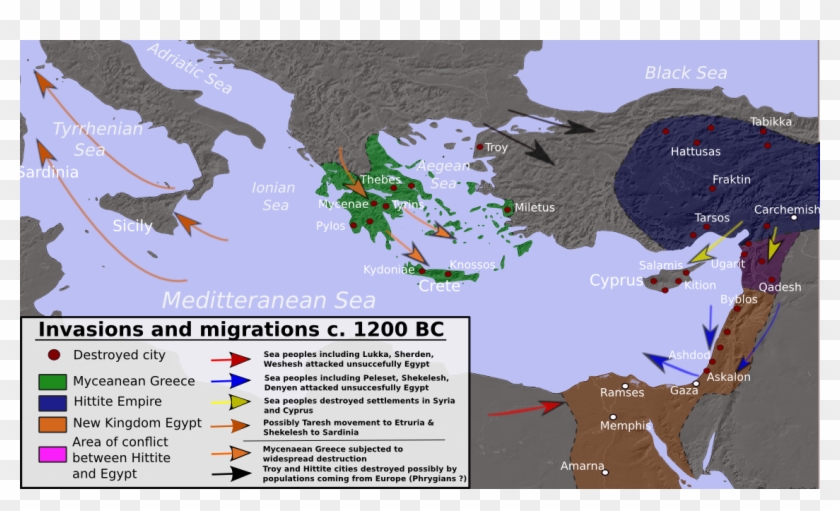 Bronze Age Greece Map - Late Bronze Age Collapse Clipart