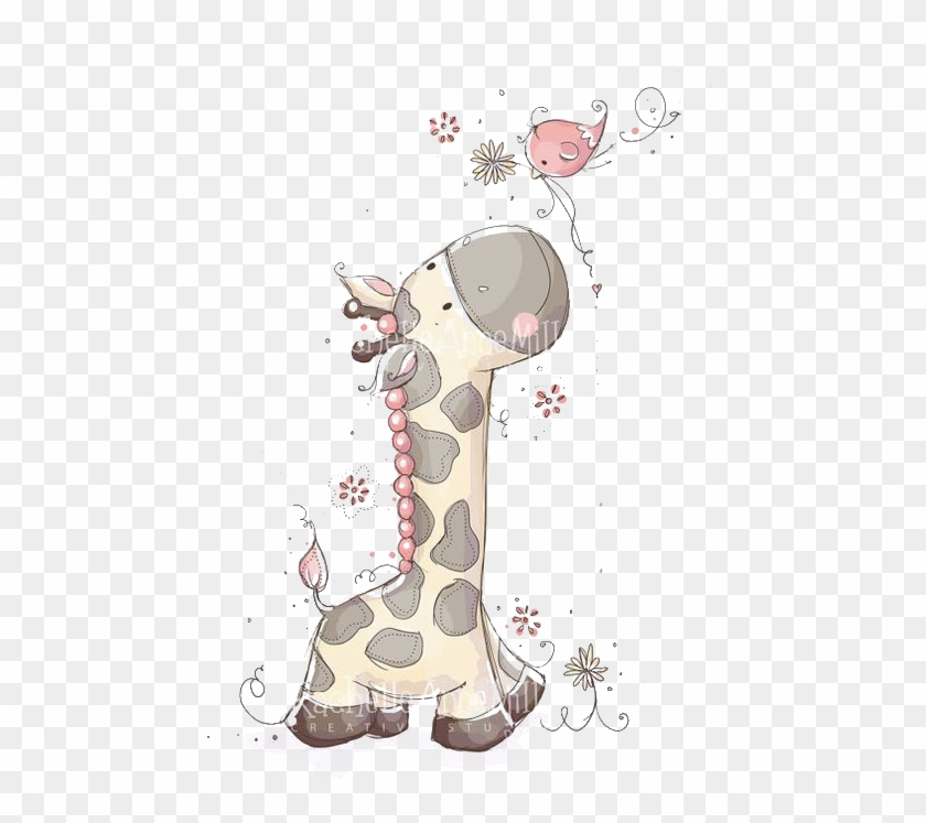 Cute Giraffe Illustrator Illustration Child Hq Image - Jirafa Y El Pichon Clipart #4697456