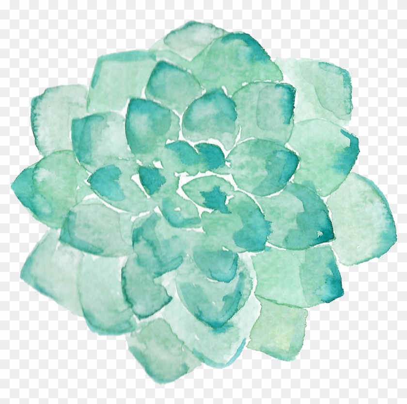 Towel, Printing, Succulent Plant, Petal, Turquoise - Watercolor Succulent Clipart