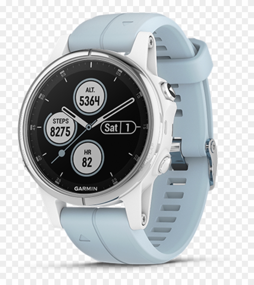 Fenix 5s Plus White With Sea Foam Blue Silicone - Garmin Fenix 5 S Plus Clipart #4699694