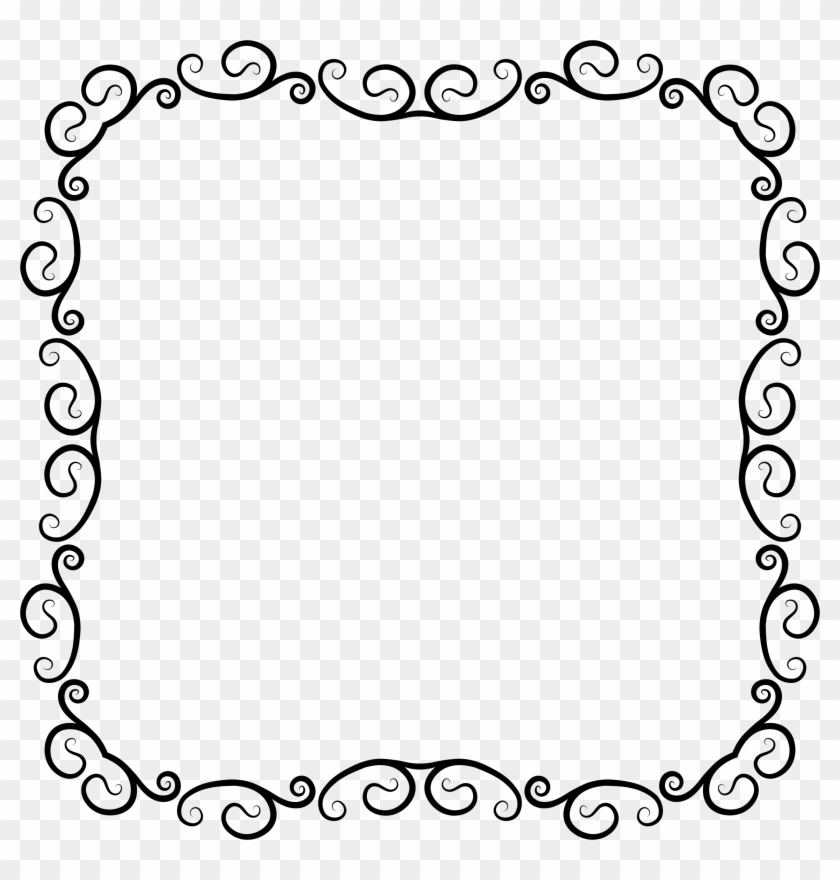 Vintage Flourish Frame 2 Vector Black And White - Border Design Black And White Clipart #470969