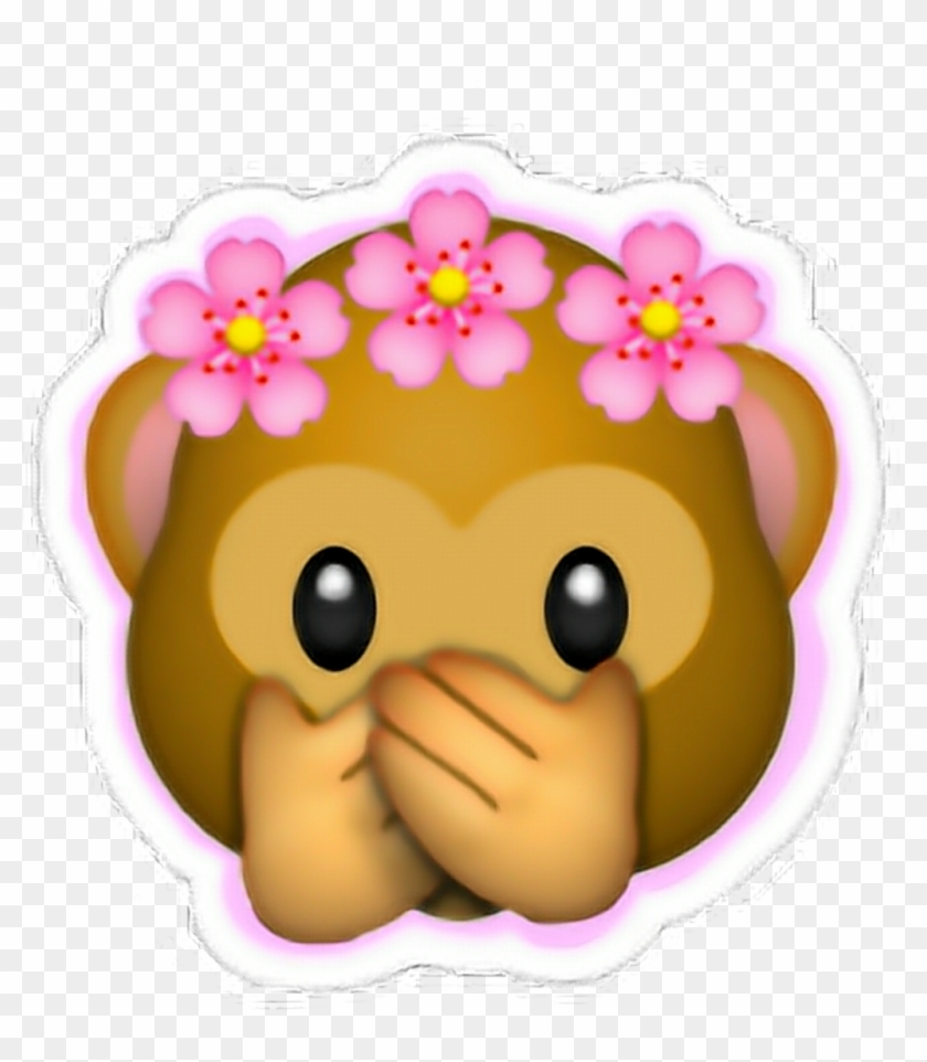 Sticker Money Emoji Crown Flowers Flowercrown Pink - Monkey Emoji Clipart