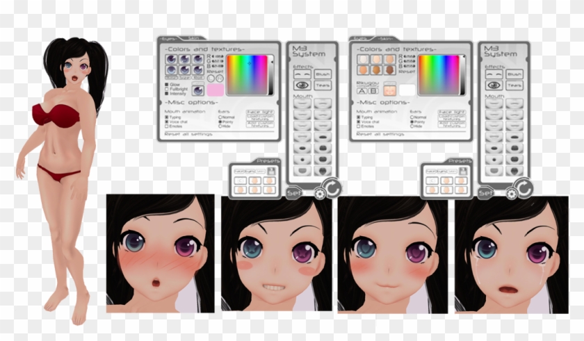 Eyes, Mouth, Expression, Eyebrows, Blush, Skin Hud - Cartoon Clipart