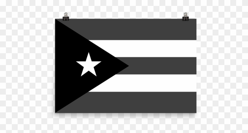 Puerto Rico Flag Black And White - Large Black Puerto Rican Flag Clipart #473496