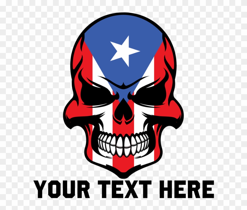 Puerto Rican Flag Skull Drinking Glass - Puerto Rico Skull Decal Clipart #473522