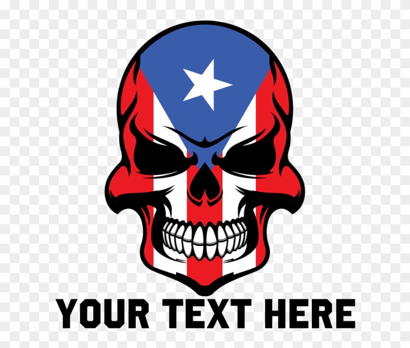 Puerto Rican Flag Skull Drinking Glass - Puerto Rico Skull Decal Clipart