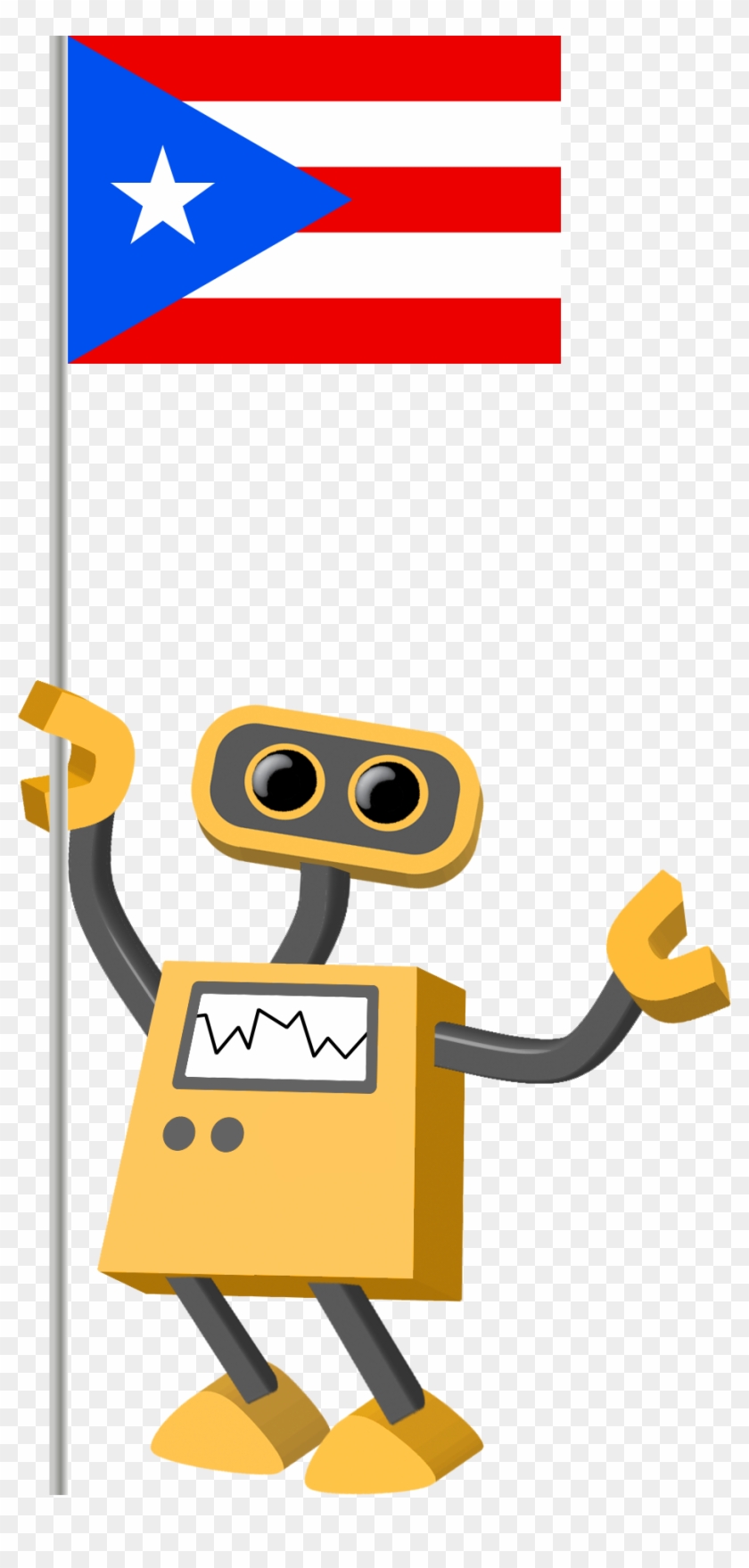 Flag Bot, Puerto Rico - Robot Clipart