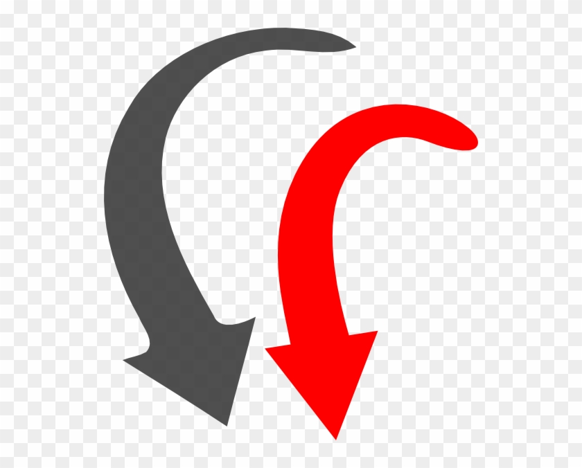 Red And Black Arrow Curve Clip Art - Arrow Black And Red - Png Download