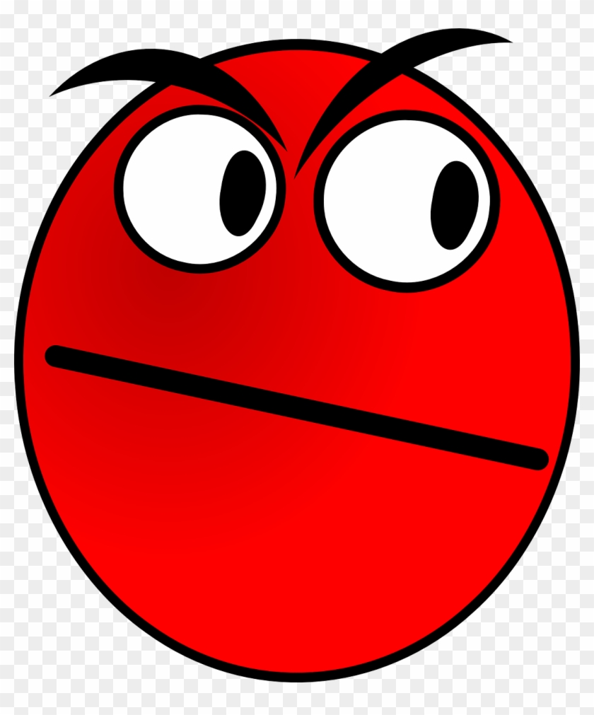 Angry Smiley Face - Hình Mặt Cười Màu Đỏ Clipart #476095
