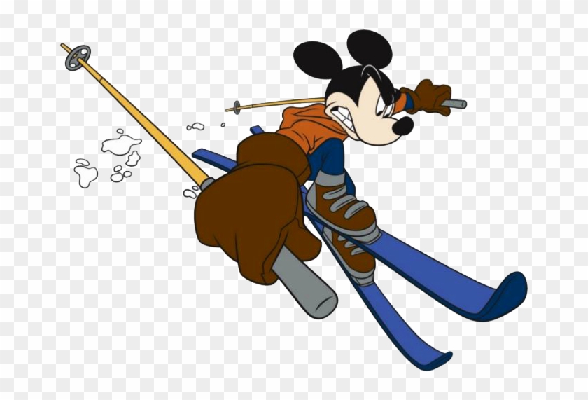 Mickey Mouse Clipart Hockey - Skiing Mickey Mouse Clipart - Png Download