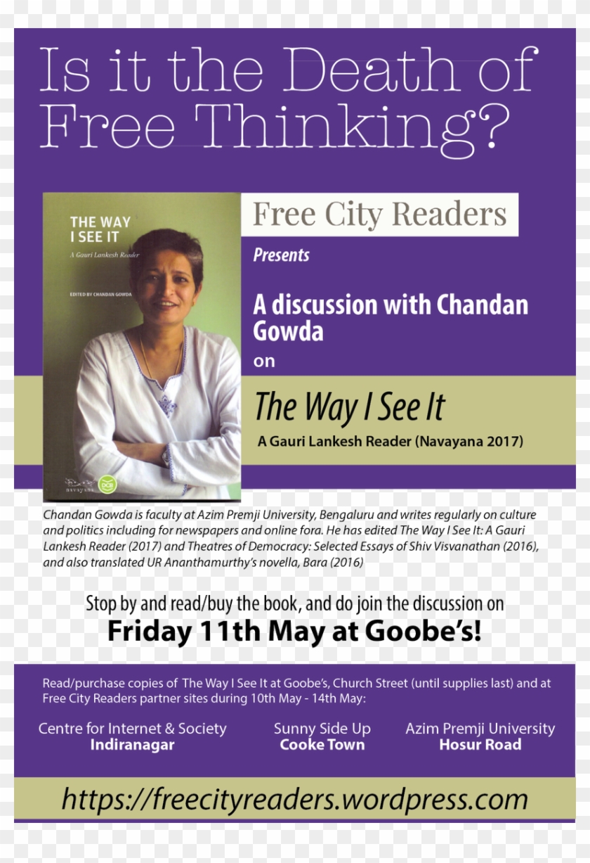 Free City Readers Present A Discussion With Chandan - Poster Clipart #479842