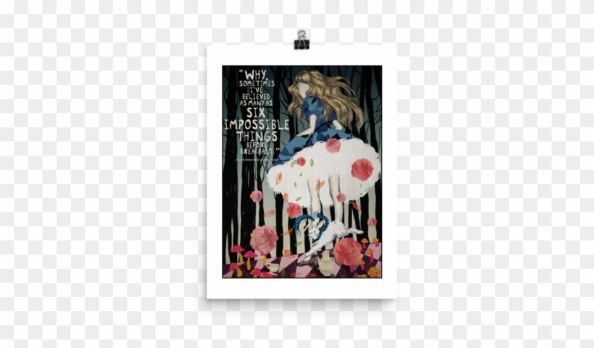 Alice In Wonderland "six Impossible Things" Quote Poster - Alice's Adventures In Wonderland Clipart