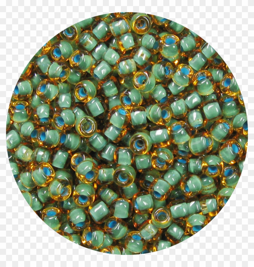 11 0 Two Tone Lined Amber Brown Sea Foam Green Japanese - Bead Clipart #4700385