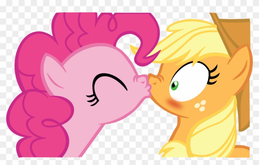 Applejack X Pinkie Pie Kissing Vector By Fluttair - Mlp Pinkie Pie Kiss Clipart #4700932