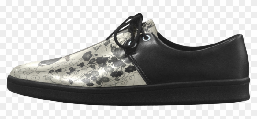 Crow With Flowers On Vintage Background Brogue Lace - Skate Shoe Clipart